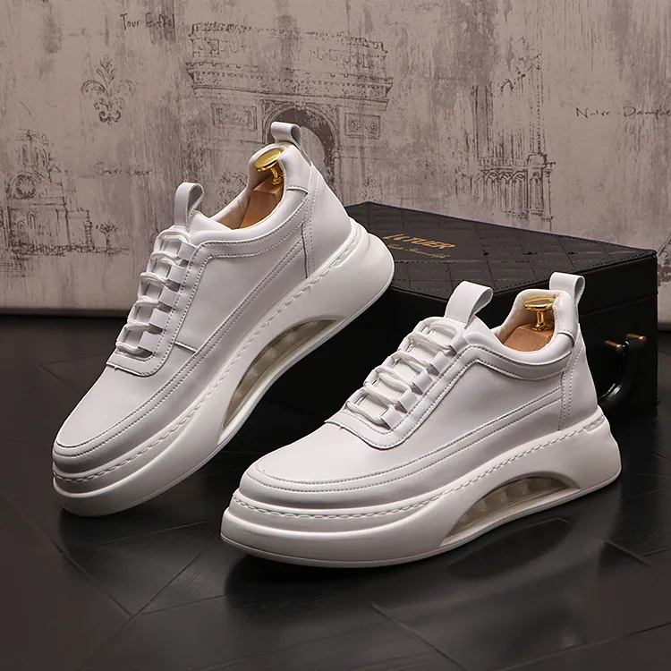 Italy Classic Business Wedding Dress Party Shoes Fashion Breathable White Casual Sneakers Lightweight Round Toe Air Cushion Business Driving Walking Loafers J152