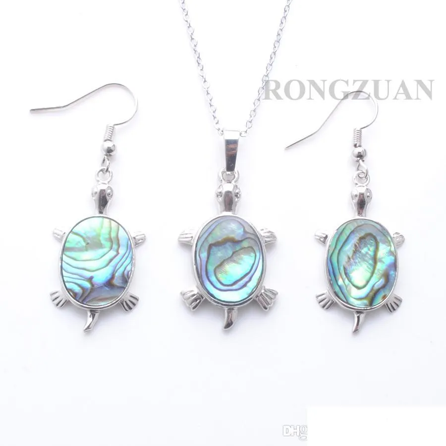 Earrings Necklace New Zealand Abalone Shell Materials Earrings Pendant Beads Tortoise Shaped Lucky Jewelry Set For Women E Lulubaby Dhpmb