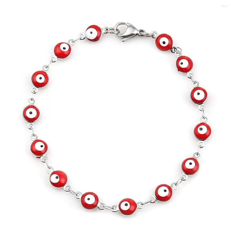 Bracelets porte-bonheur belle acier inoxydable 304 pour femme oeil turc multicolore mauvais émail bijoux cadeaux orthèse 1 pièce