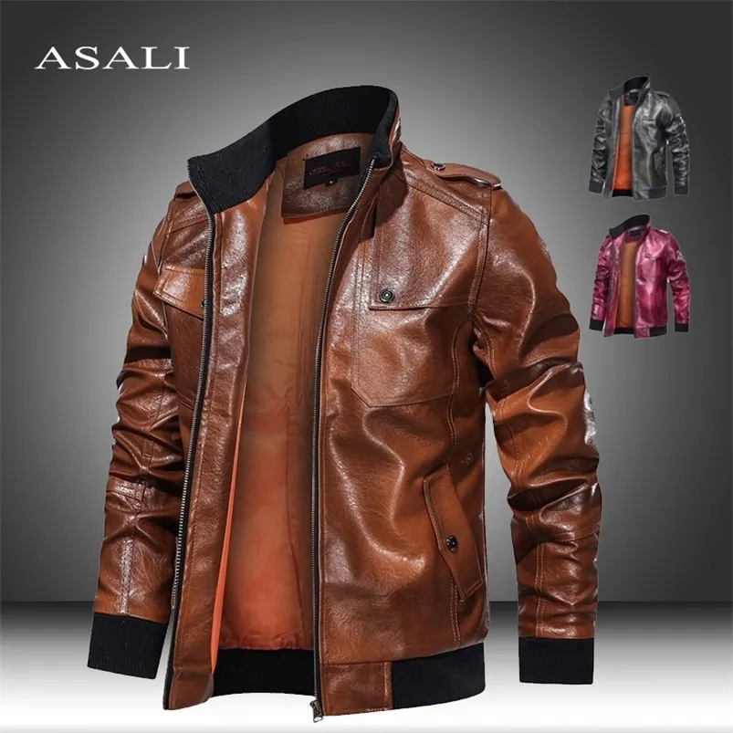 Veste en cuir simili cuir pour hommes manteaux pour hommes PU décontracté moto motard homme d'affaires automne hiver veste en fausse fourrure épais polaire coupe-vent coupe ajustée 220913