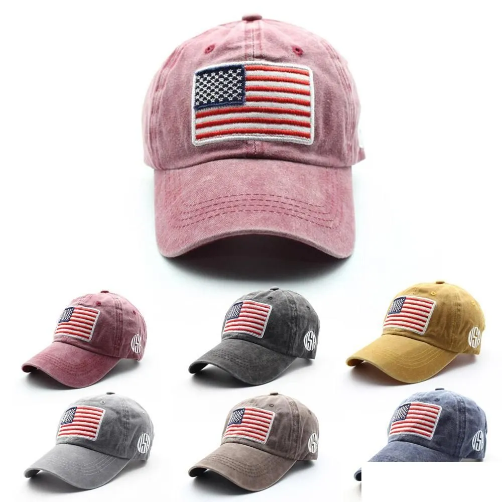 Caps de bola moda moda vintage lavado algodão patriótico boné beisebol sol chapéu de sol homem feminino bordou os chapéus de bandeira dos EUA Delive Delive Summer