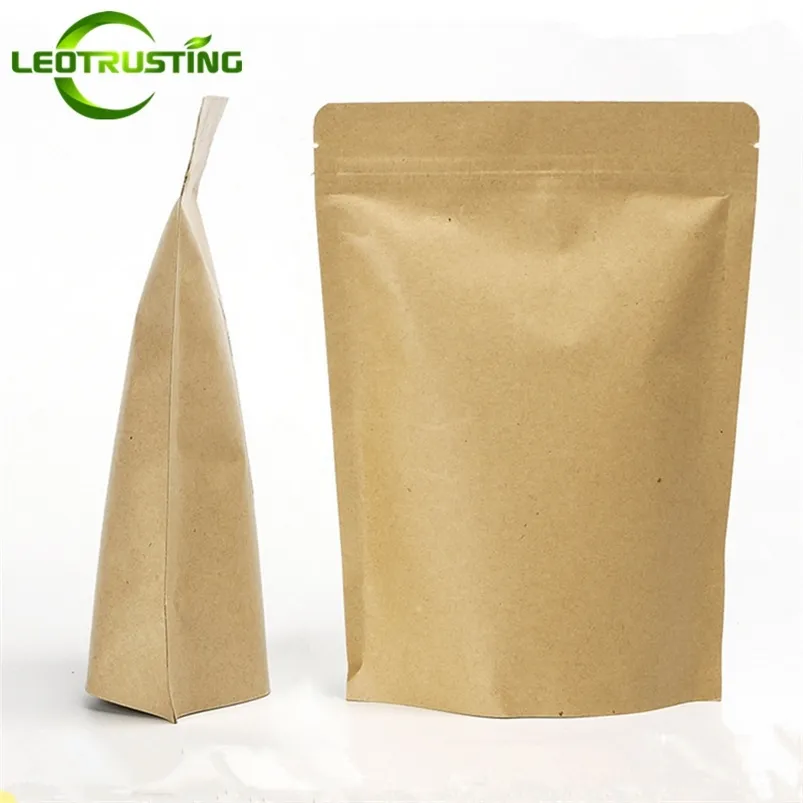 Geschenkpapier 100 Stück dicke, wiederverschließbare Kraftpapier-Zip-Lock-Verpackungsbeutel, Standfolie im Inneren, Kaffeemehl, Snack, Geschenkmarke, Druckbeutel 220913