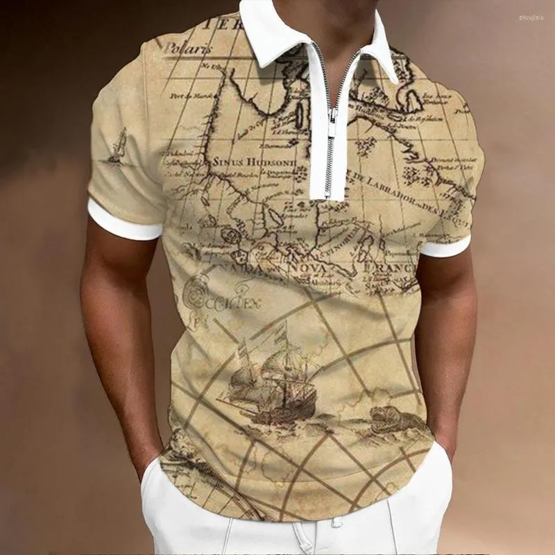 Polo da uomo Camicia da uomo Cool T-shirt traspirante Top Stampa 3D Mappa Halloween Natale Moda Homme Camicie Magliette da uomo casual