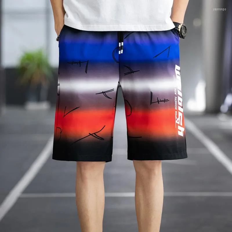 Herren-Shorts, lässig, koreanischer Stil, Laufen, Sport, für Sommer, Strand, Board, elastische Taille, bedruckt, schnell trocknende Kleidung