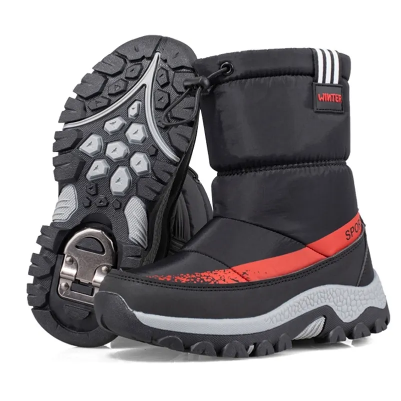 ブーツの子供の雪のブーツ屋外冬ミッドカーフ防水濃厚な豪華な暖かいけいれんビッグガールズボーイズキッズ220913のための滑り止めのブーツ靴