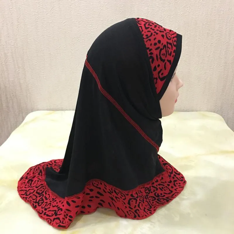 Roupas étnicas h083a venda preta pequena garota impressa al amira hijab fit 2-7 anos de idade puxam em lenço islâmico lenço de cabeçafethnic