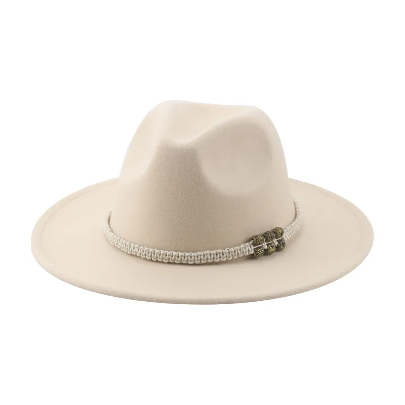 Kış Şapkaları Kadınlar için Sonbahar Şapkası Fedora Keçeli Adam Şapka Panama Sıradan Vintage Western Kovboy Zinciri Geniş Brim 62m Sombrero Hombre