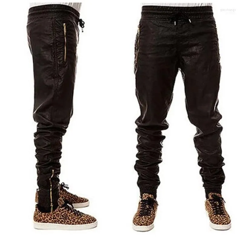 Herrenhosen Großhandel - Cool Man Hip Hop Big Snd Tall Fashion Zippers Joggers Pant Joggers Dance Urban Clothing Mens Faux Leather Pants1