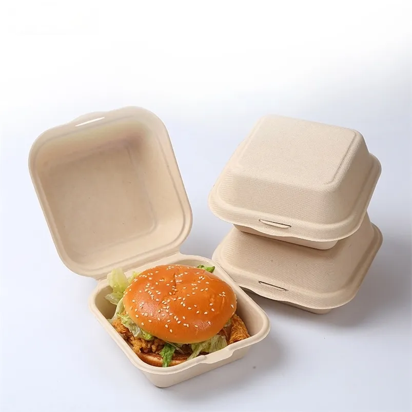 Geschenkwikkeling 20/30/50pcs Wegwerp Eco-vriendelijke Bento Box Maaltijd Opslag Lunch Lunch Box Fruitsalade Hamburger Cake Packaging Box Wrotable 220913