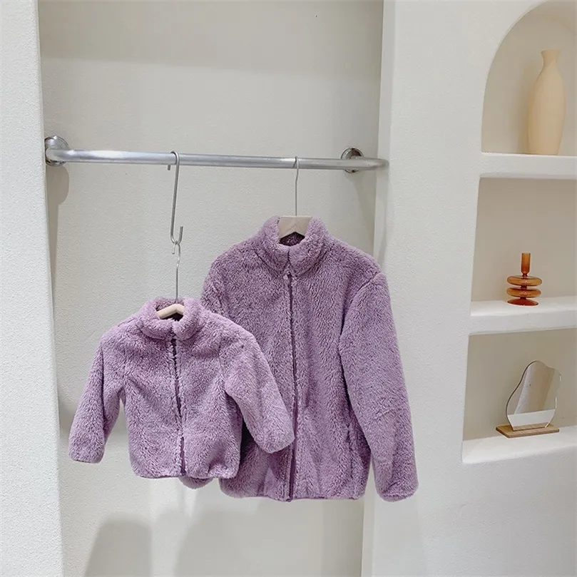 Familie Passende Outfits Herbst Winter Flanell Kinder Mantel Plüsch Elternkind Baby Mädchen Mantel Vater Sohn Mutter Tochter Mantel 220913