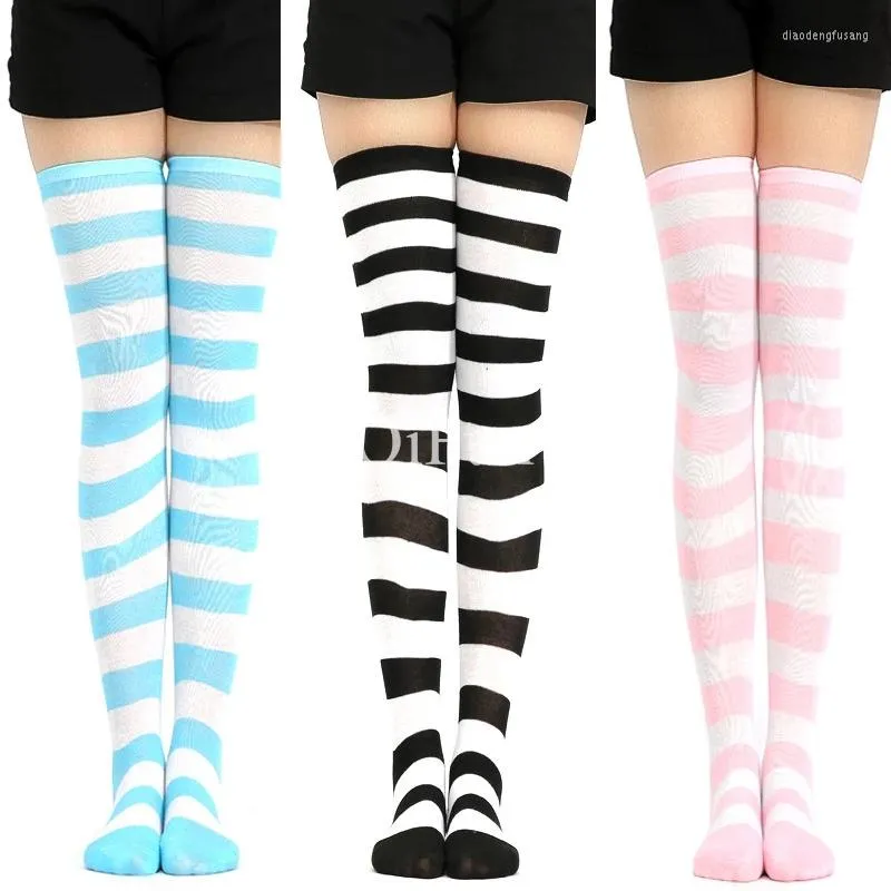 Chaussettes pour hommes Compression cuisse haute rayure longues femmes Tube sur le genou bas Lolita dames filles chaudes