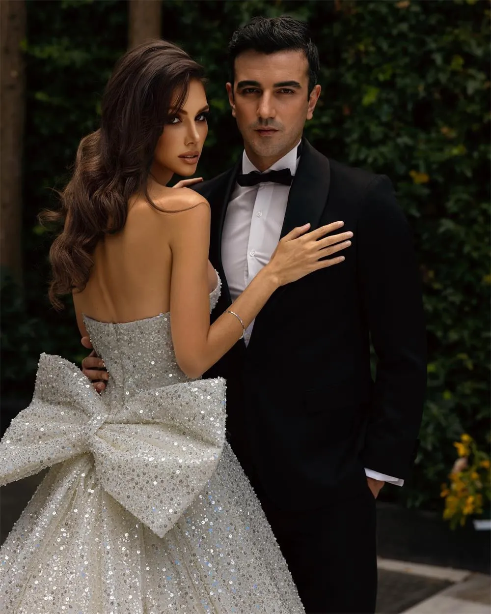 Glamorous Shiny Sequined Line A Wedding Dress With Glamorous Shiny Sequined Line A Wedding Dress With