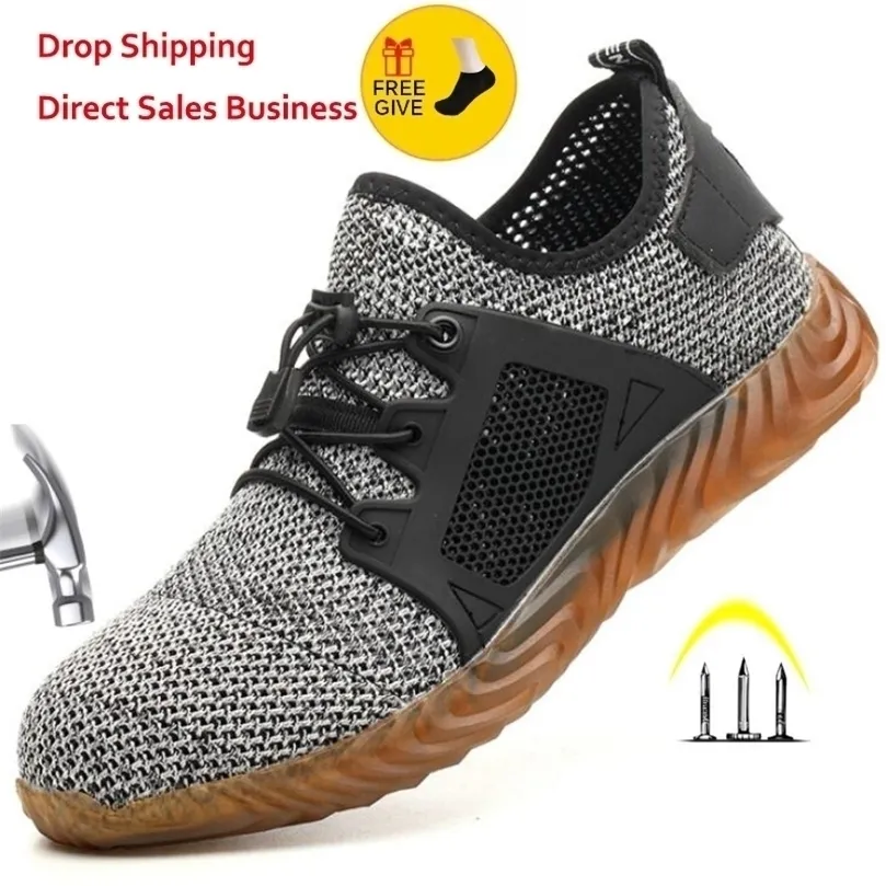 Bottes respirantes chaussures de sécurité en maille hommes baskets légères indestructibles bout en acier doux anti-perçage travail grande taille 3548 220913