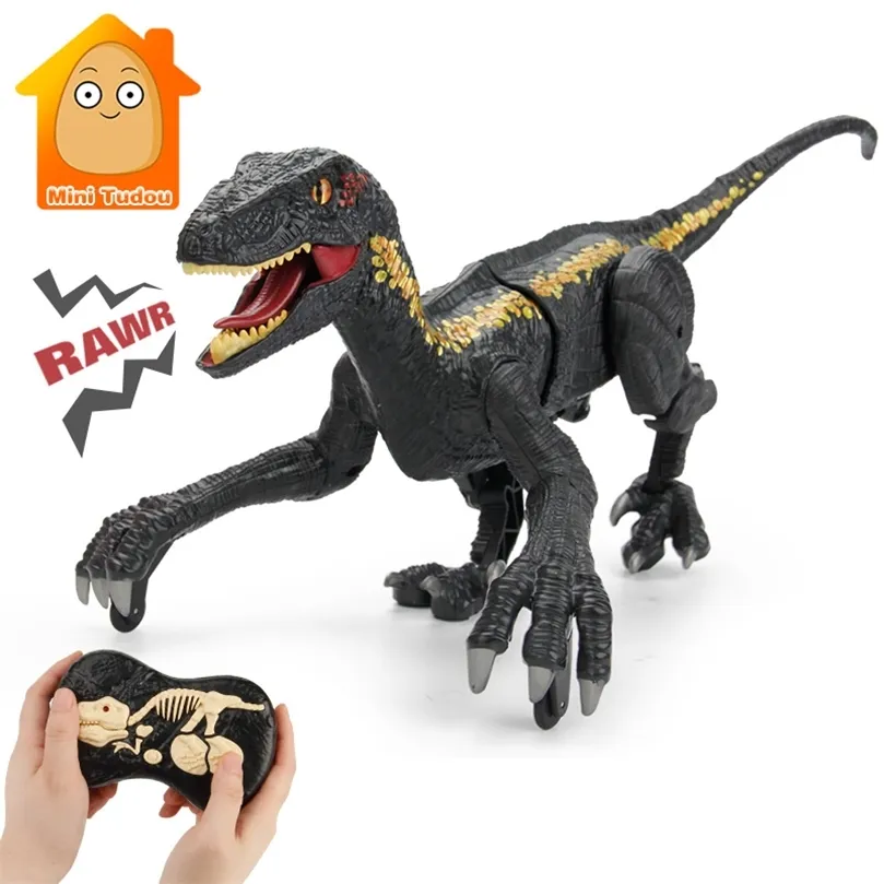 ElectricRC Tiere Kind Fernbedienung Dinosaurier Elektrische RC Velociraptor Roboter Intelligente LED Licht Tier Lernspielzeug Für Jungen Geschenk 220913