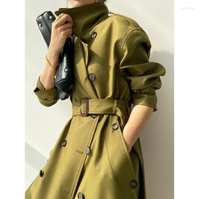 Women's Trench Coats Women's British Style Business Women Double Breasted Coat Long Section Clothes For Office Ladies Solid Color