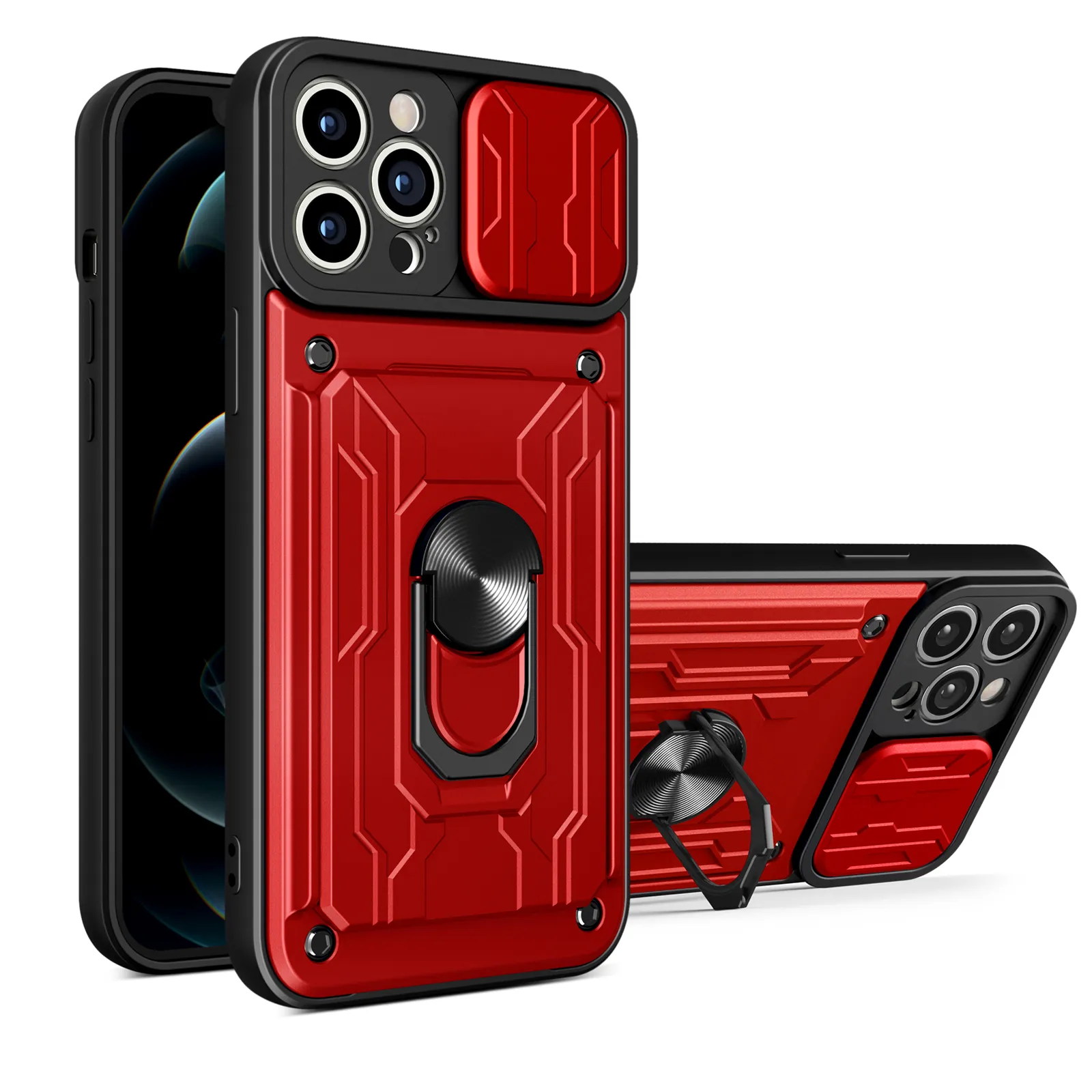 Şok geçirmez manyetik parmak yüzüğü Kickstand Case, iPhone 14 Pro Max 13 12 11 XS Max XR X 8 7 Plus Lens Koruma Kartı Tutucu Stand Telefon Kapağı Funda