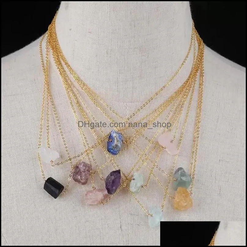 Anhänger Halsketten 18 Karat Gold Link Naturstein Irregar Druzy Anhänger Halskette Rosa Kristall Amthyst Heilung Chakra Charms Dhseller2010 Dhgdt