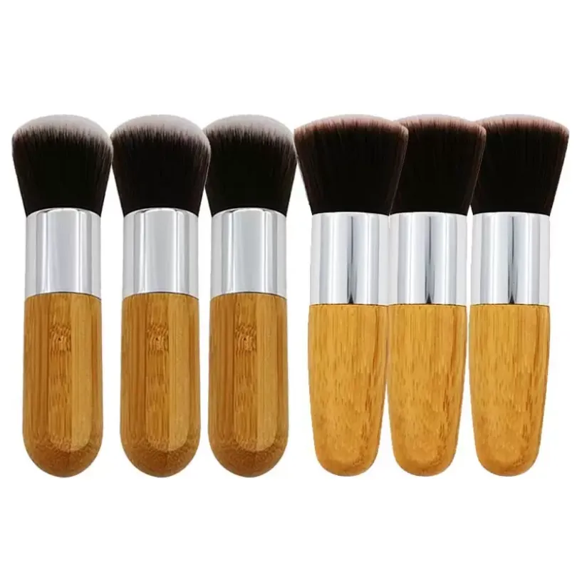 احتراف Bamboo Foundation Brush Powder Contailer Blush Liquid Foundation Blush Angled Flat Base Commetics Fy5572 913