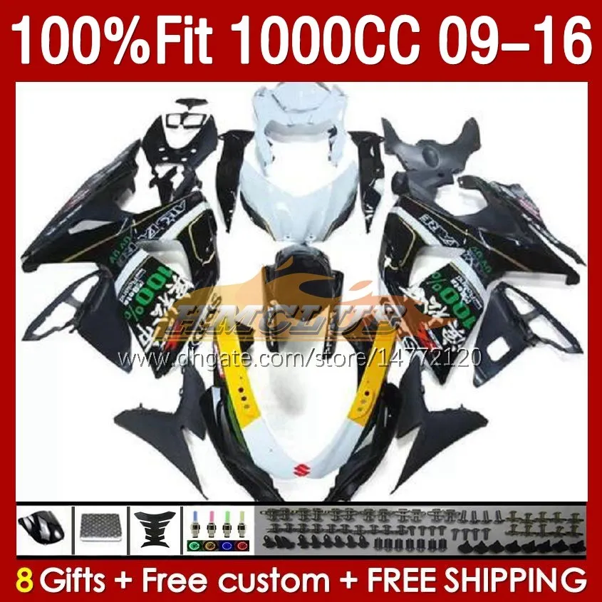 Injektion White Glossy Fairings for Suzuki GSXR 1000 CC K9 GSXR1000 2009 2010 2010 2012 2013 2014 2015 2016 151no.102 K 9 1000cc GSXR-1000 09 10 11 12 13 14 15 16 OEM FAIRING