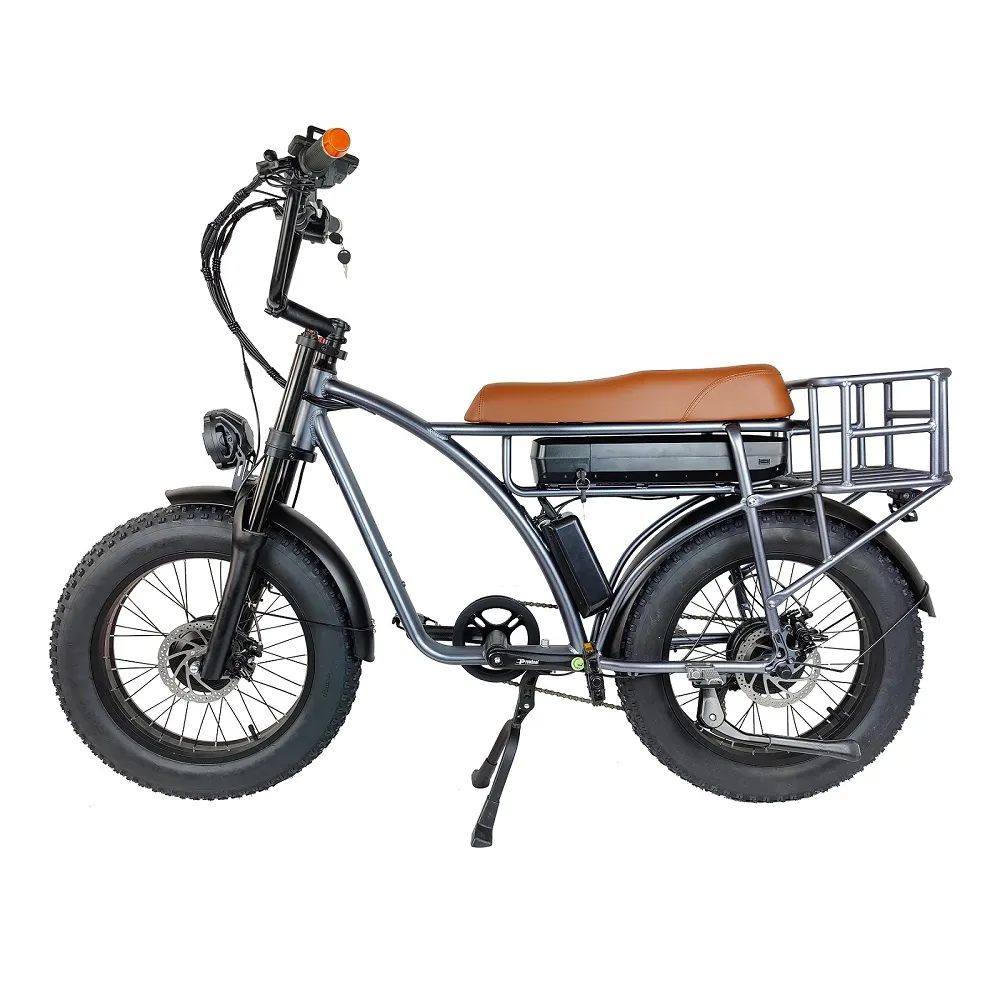 USA SMLRO E5 20INCH Electric Bike 2000W 48V Motor 4.0 Fat däck nedväxlingsfrontgaffel Electric Cykel Harley Motorcykel 60 miles bakre hylla MTB Ebik