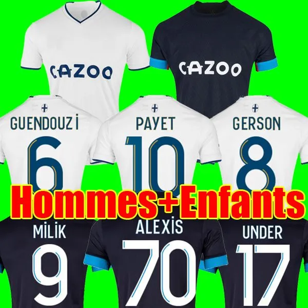 22 23 أليكسيس أوليمبيك دي مرسيليا كرة القدم جيرسي Payet 2022 2023 Om Gerson Milik Guendouzi Away Maillot de Foot Kamara Football Shirt Under Men Kids Kit