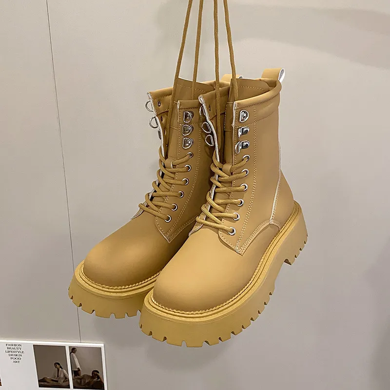 2022 Nouvelles bottines douces femmes hiver Martin femme 2022 chaussettes en tissu extensible décontracté mode dames chaussures à lacets garder au chaud plate-forme fermeture éclair