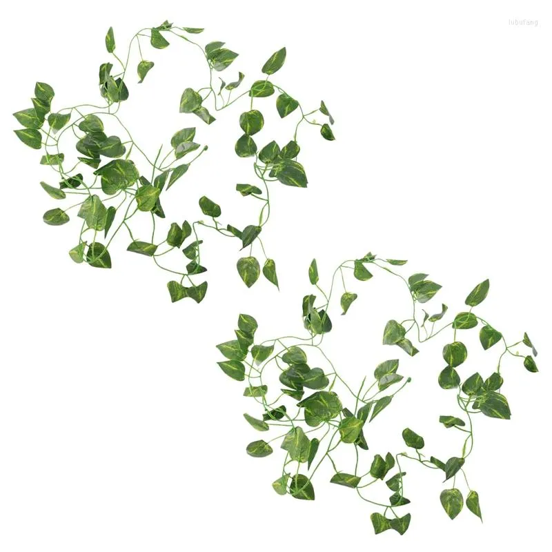 Decorative Flowers 2Pcs 2M Long Artificial Plants Green Ivy Leaves Grape Vine Fake Parthenocissus Foliage Lotus