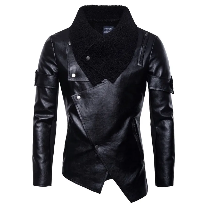 Men's Leather Faux Jackets Autumn European Size Motorcycle Jacket Personality Irregular Punk Coat 220913