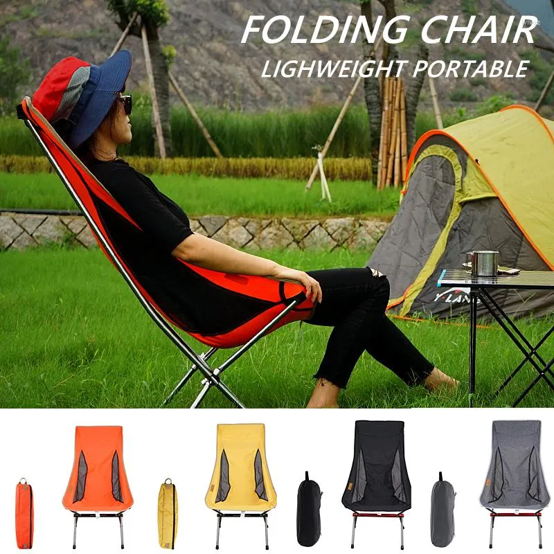 Lägermöbler Portable Moon Chair Lightweight Fishing Camping BBQ Stolar Folding Vandring Leisure Beach