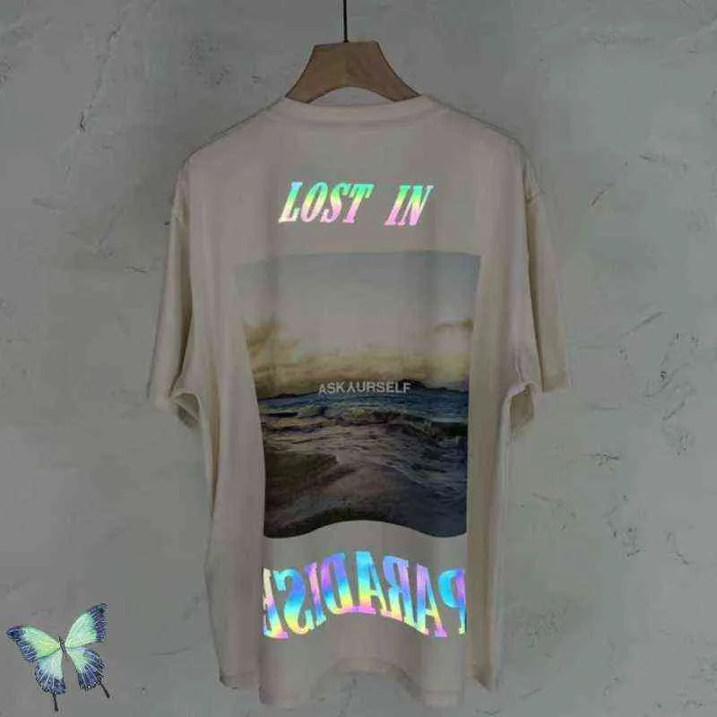 Męskie T-shirty fale oceaniczne Kalifornia krajobraz 3M List Refleksyjne Askyurself T-shirt Mężczyźni Kobiety Zagubione w koszulce T220909