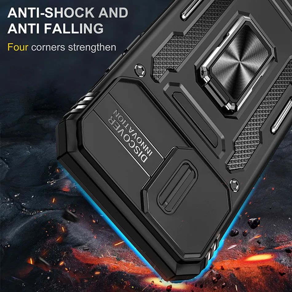 Per Xiaomi Redmi Note 9S Custodia antiurto Armatura Anello magnetico Supporto Cover posteriore per Redmi Note 9 Pro Max Obiettivo scorrevole Proteggi la copertura  202192403