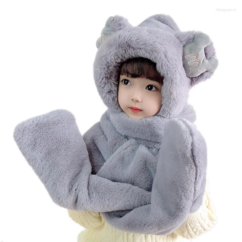 Berets Baby Winter Hat Scali Rękawiczki zintegrowane rodzica-dziecko dziecięce ochrona ucha chłopców i dziewcząt Plush Pullover