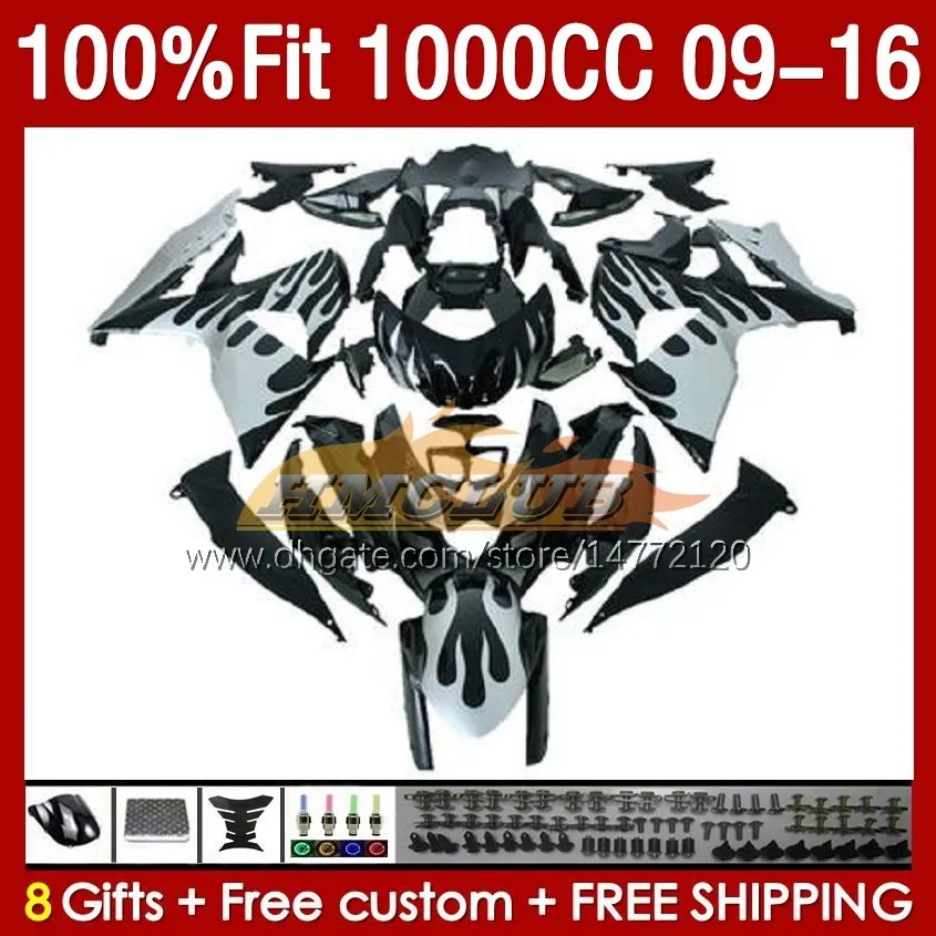 Einspritzverkleidungen für Suzuki GSXR 1000 CC K9 GSXR1000 2009 2010 2011 2012 2013 2014 2015 2016 151No.90 K 9 1000CC GSXR-1000 09 10 11 12 13 14 15 16 OEM-Verkleidung mit weißen Flammen