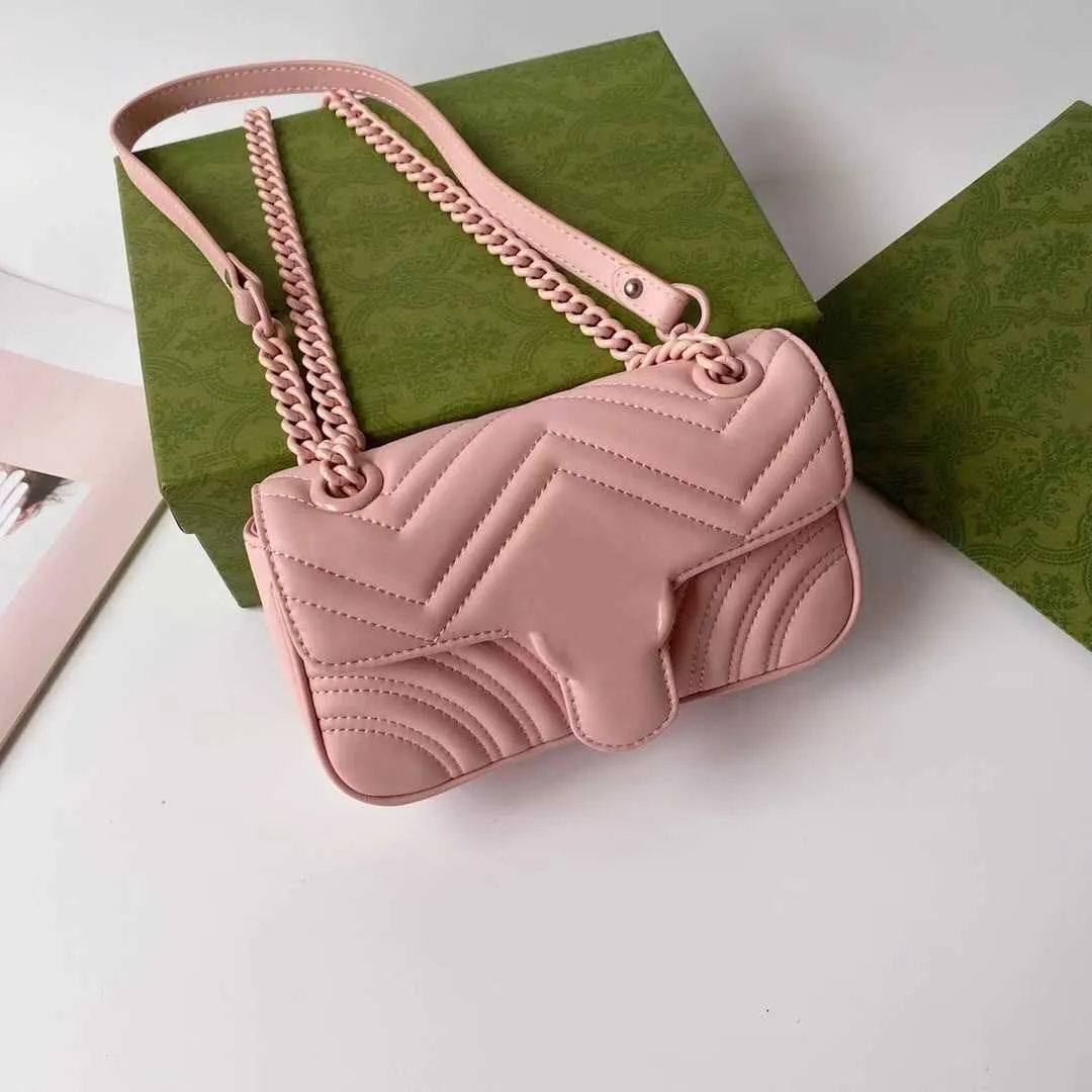 حقائب مصممة نساء مارمونت كتف كتف 22 سم معكرون جلد أصلي ناعم مع سلسلة سيدة Crossbody Bag Mini Wallet