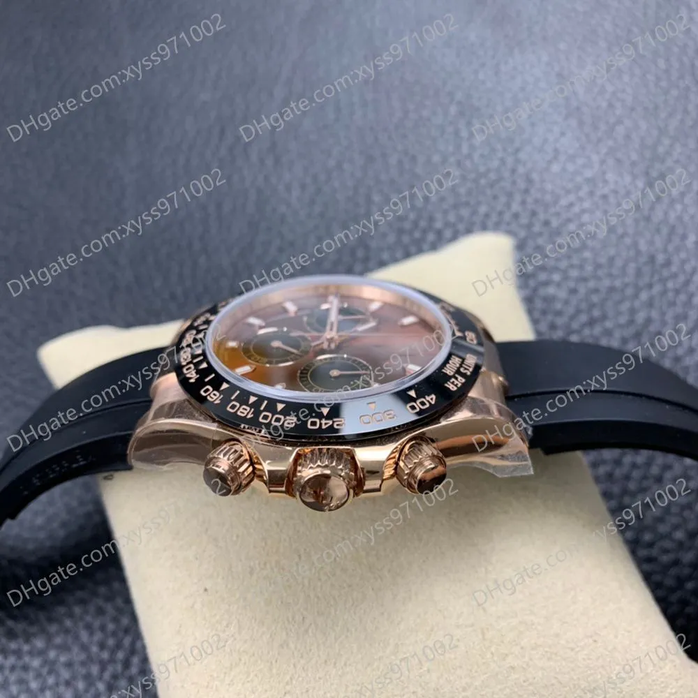 10 Style Men's Watches M116515ln 40mm Chocolate Dial 18k Rose Gold Natural Rubber Strap No Chronograph 2813 Sports Automatic 286E