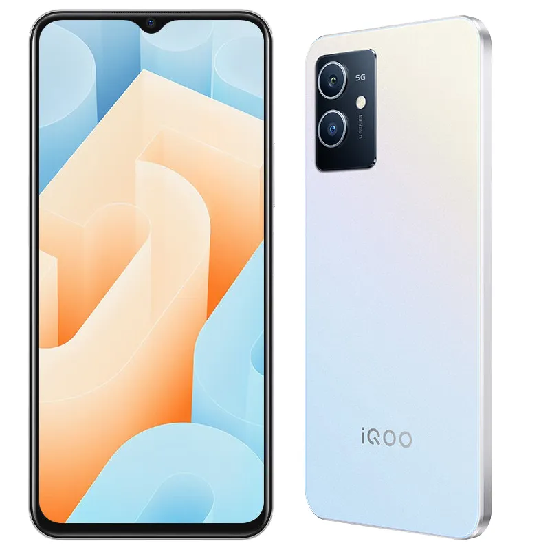 オリジナルVivo IQOO U5E 5G携帯電話6GB RAM 128GB ROM OCTA CORE MTK DIMENSITY 700 ANDROID 6.51 "フルディスプレイ13.0MP OTG 5000MAH指紋IDフェイスウェイクスマート携帯電話