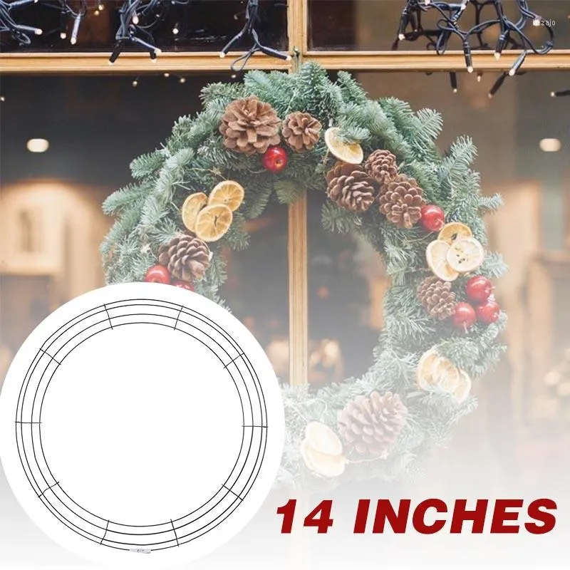 Fleurs décoratives guirlande de noël 14 pouces cadre fil faisant des anneaux bricolage artisanat floral décorations 2022 Thanksgiving vert