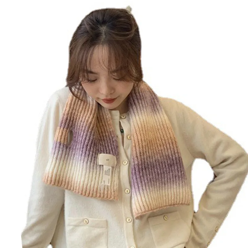 2022 new gradient small scarf fashion female autumn and winter girl ins tide student wild Korean version thickened warm scarf cover