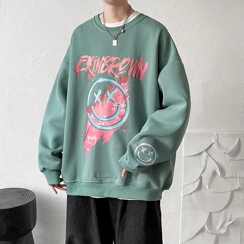 Men s hoodies tröjor överdimensionerade mode tecknad grafik casual o nack koreansk manlig streetwear pullover kläder 220913