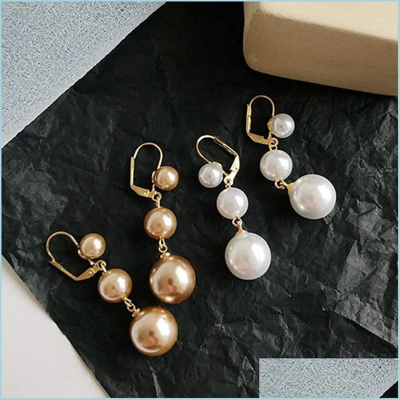 Brincos de pérolas barrocas longas naturais para mulheres de 8 a 9 a 9 mm de champanhe branco artesanal 925 Sterling Sier Jewelry Party Gift Dr Carshop2006 DHZFC