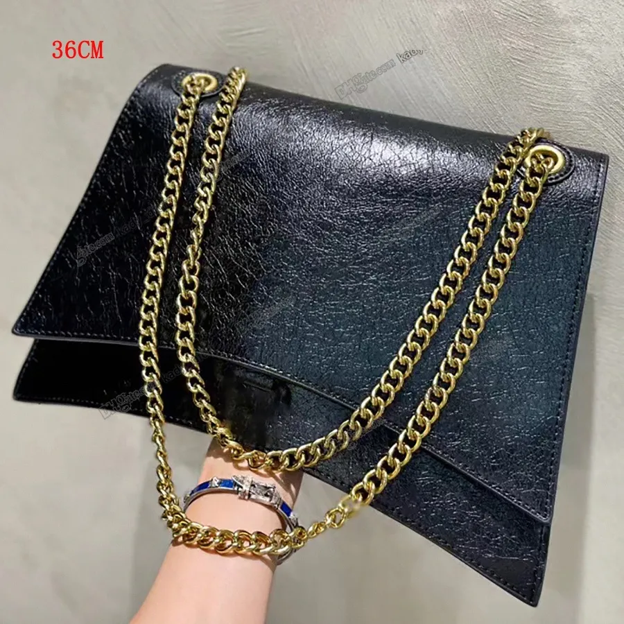 Crush grote kettingzak gewatteerd zwart gemalen kalfsleer zandloper handtas tassen uur glazen zwart roze portemonnee mini -portemonnee kleine crossbody tote luxe