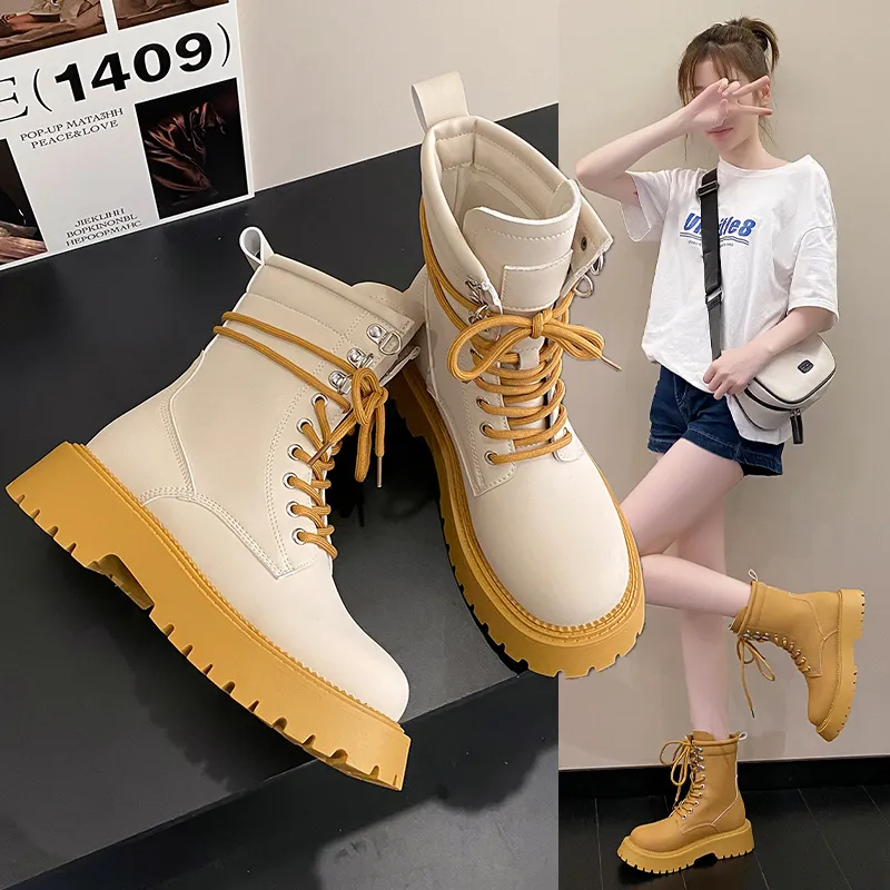 2022 New Ankle Boots Soft Women Winter Martin woman 2022 casual stretch fabric socks fashion Ladies Lace-Up Shoes Keep Warm Platform Zipper