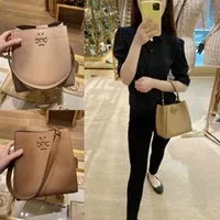 Handbag T0rys Buy torys s TB women's McGraw cowhide Single Shoulder Messenger Bucket Tote from the United States