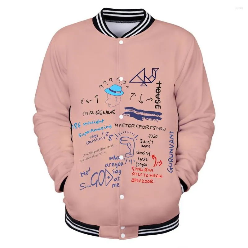 Jaqueta Masculina Graffiti Impressa em 3D Beisebol Jaqueta Masculina/Feminina Inverno E Casaco Hit Hop Roupas Masculinas Casuais Kpop 2022