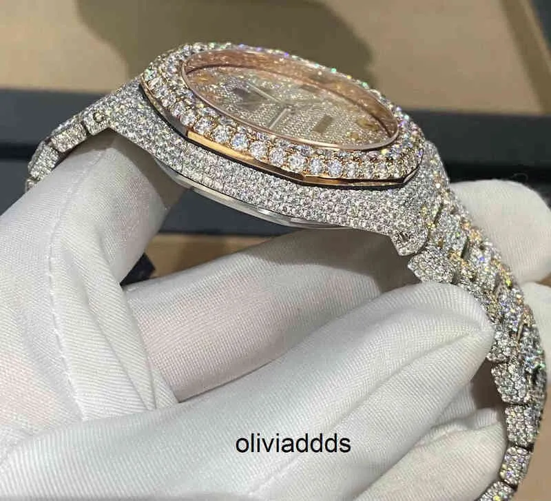 Cashjin Icedout Watch Men Luxury Wrist Watch Bling Iced Out VVS Moissanit Diamond Watch D2M208288