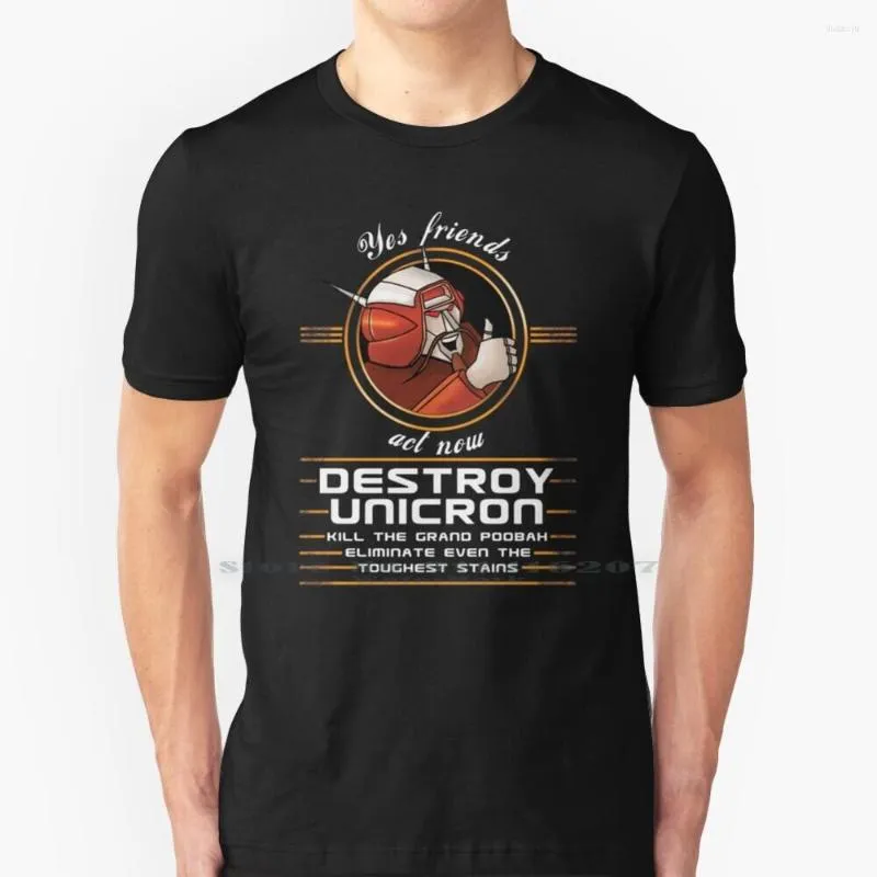 Heren t shirts vernietigen unicron transformeren retro film tee shirt pure katoen tf bots robot cartoon speelgoed 80s geek nerd geeky