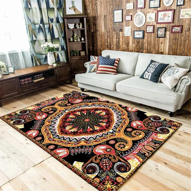 Carpets Turkish Ethnic Style Vintage Carpet For Living Room Colorful Boho Rug Floor Mat Bedroom Household Beautiful223J