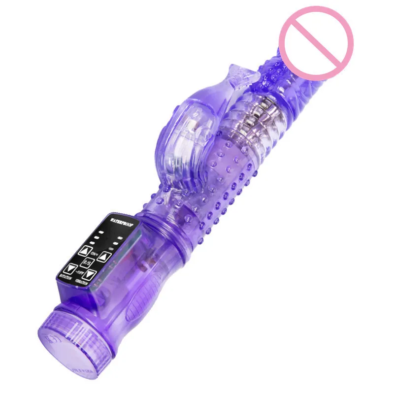 Beauty Items Rabbit Vibrator Realistic Dildo Penis Clitoris Stimulate Massager Transparent Rotating Bead Female sexy Toy For Women