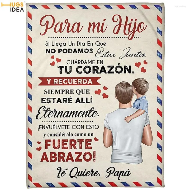 Koce hugsidea para mi hija hiszpańska wersja premium polar sherpa koc domowy do sypialni wystrój niestandardowy flanel dla dzieci kołdry