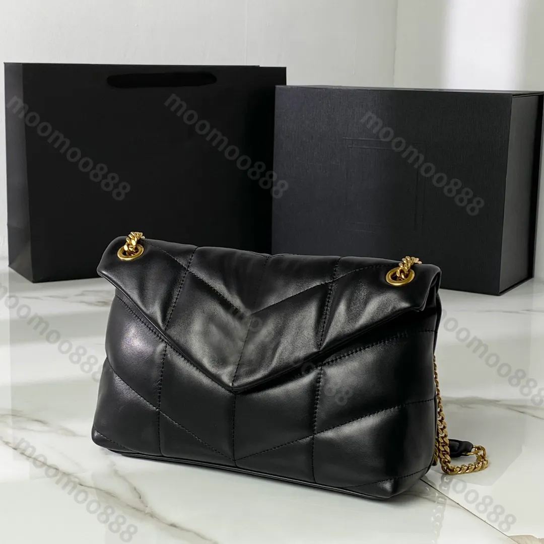 12A All-New Mirror Quality Designer Medium Puffer Flap Bags 29cm Womens Luxurys Handbags Genuine Leather Lambskin Quilted Purse Black Shoulder Strap Box Chain Bag